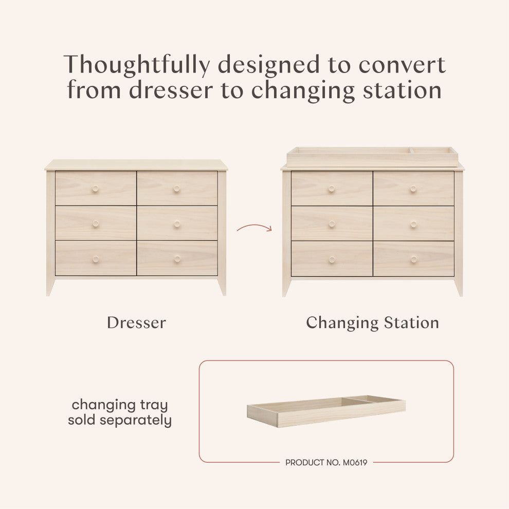 Sprout 6-Drawer Double Dresser, Washed Natural