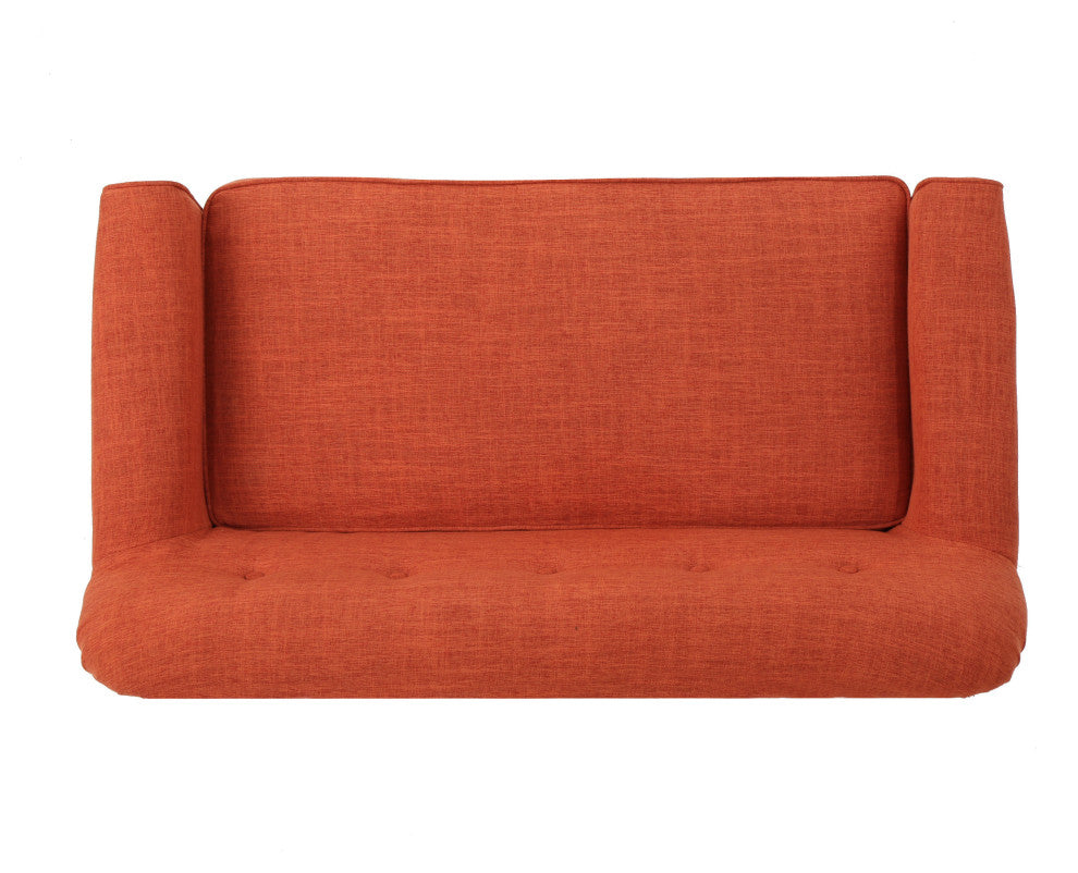 GDF Studio Mia Mid-Century Modern Fabric Loveseat, Muted Orange