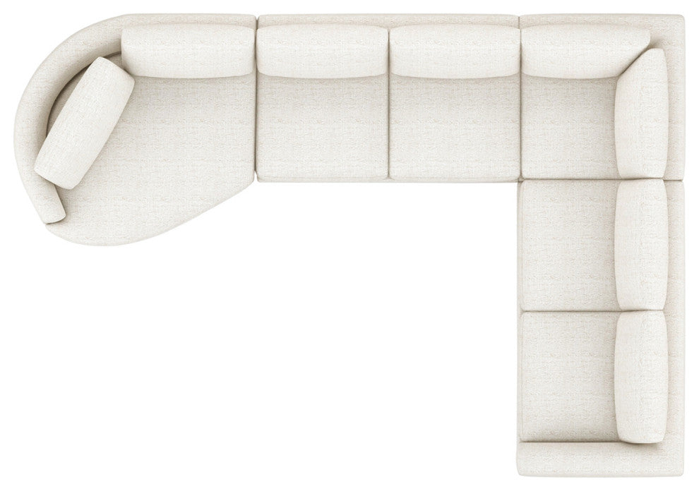 Laguna 166" Modular Feather-Cushion Sectional Sofa, Wheat Cream Beige Polyester Tweed, Left-Arm Facing
