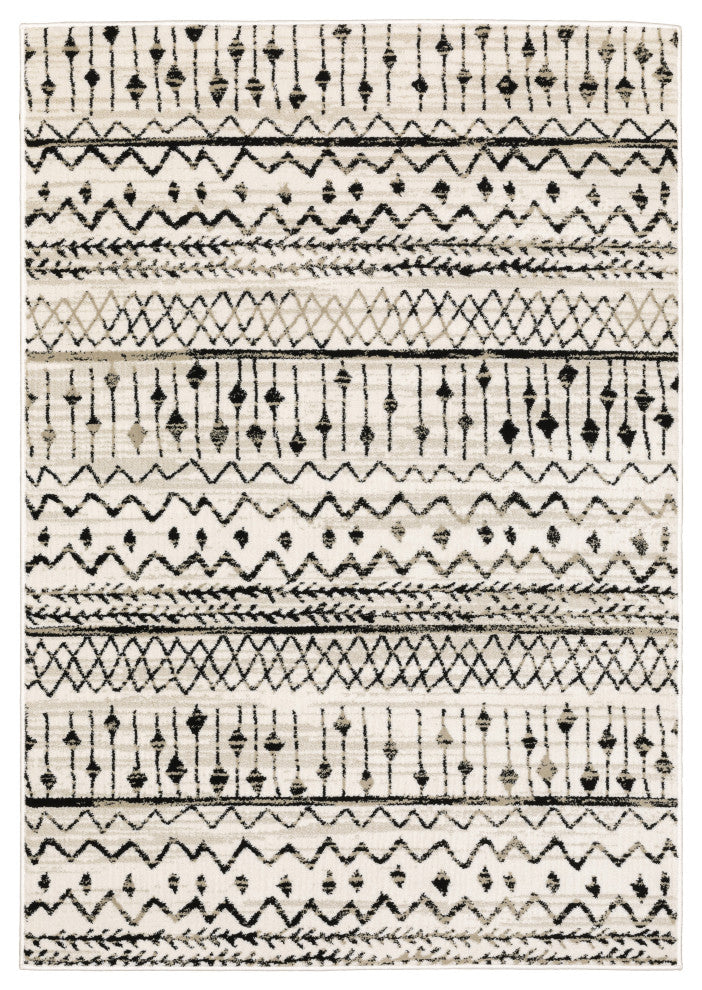 Garson Tribal Distressed Area Rug, Ivory, 7'10"x10'