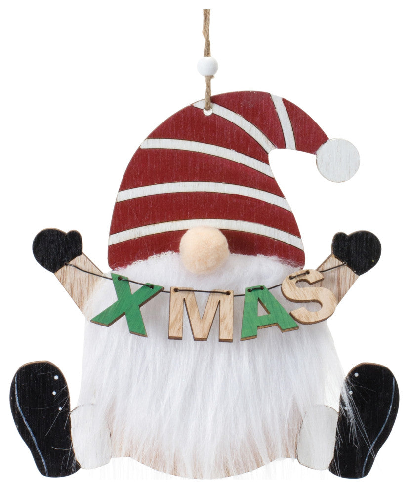 Wood Gnome Ornament, Set of 12