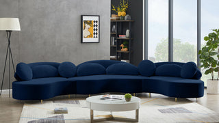 Vivacious Velvet Upholstered 3-Piece Sectional, Navy