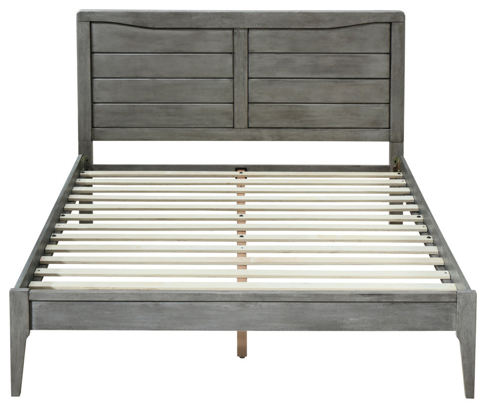 Stacey Rustic Wooden Queen Platform Bed, Rustic Gray