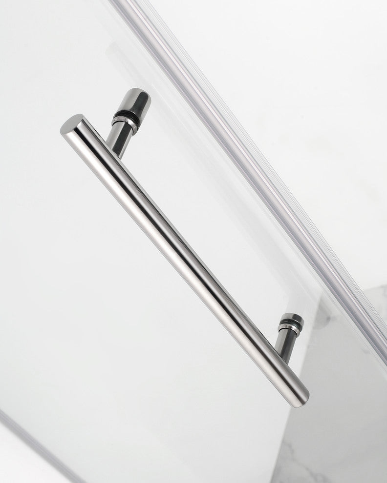 Belmore 56.25"-57.25"x72" Frameless Hinged Shower Door, Chrome