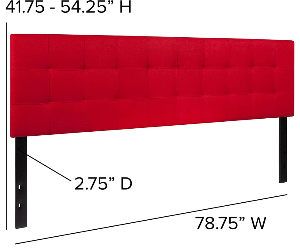 Contemporary Tufted Upholstered Headboard, Red, King