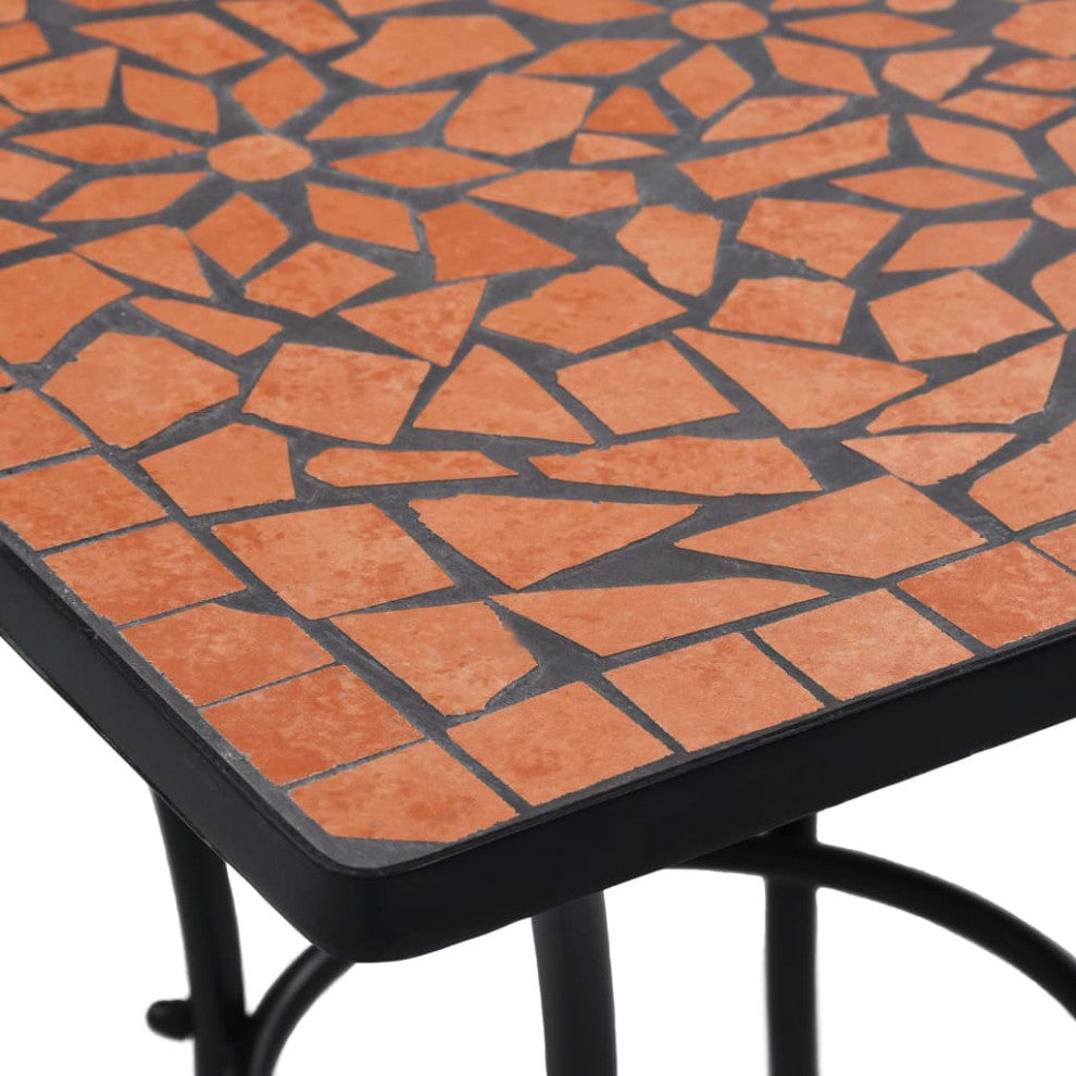 vidaXL Table Outdoor Side Table Mosaic Table for Balcony Ceramic Terracotta