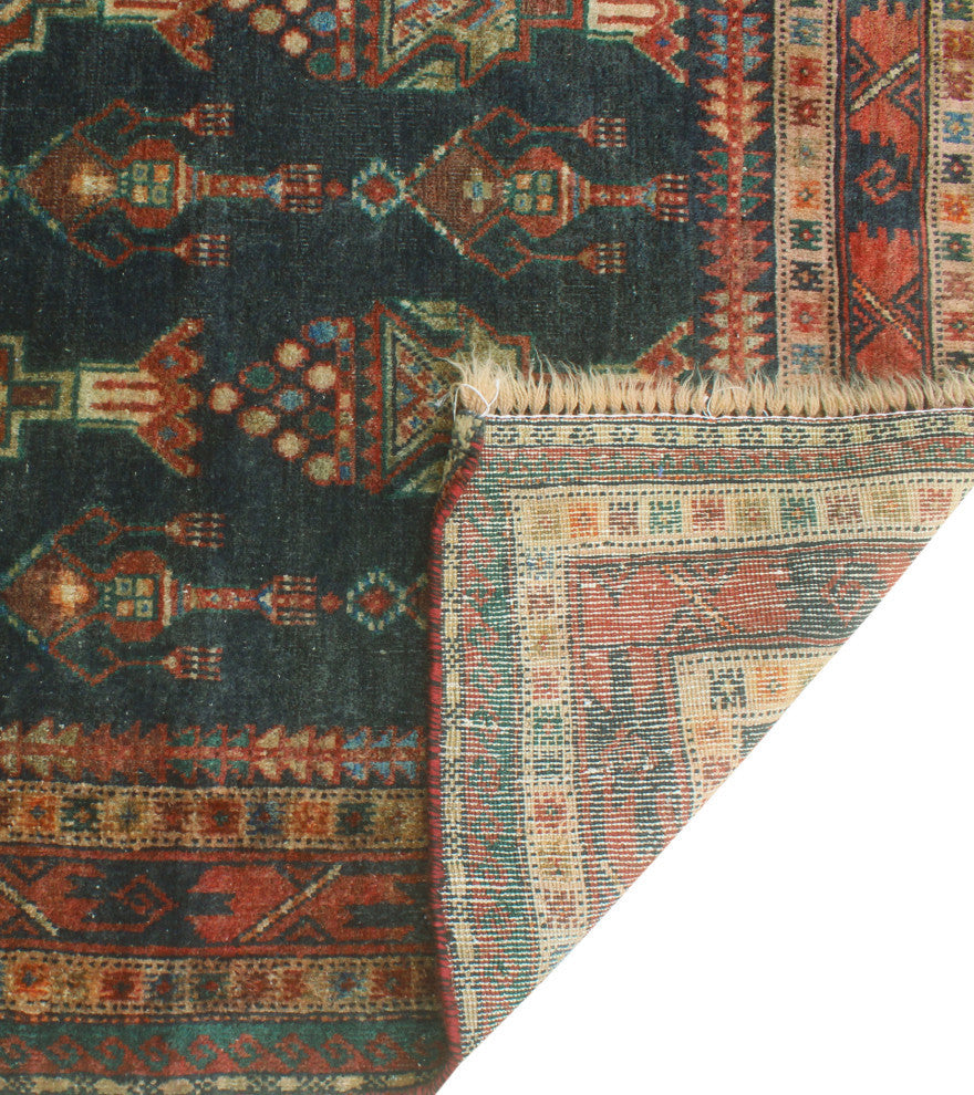 Vintage Distressed Francisca Charcoal/Burgundy Runner, 3'9x8'8