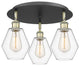 Cindyrella-3 Light 18" Flush Mount-Black Antique Brass, Clear Glass Shade