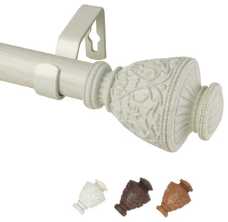 Carolina 1" Diameter Curtain Rod, Pearl White, 28-48"