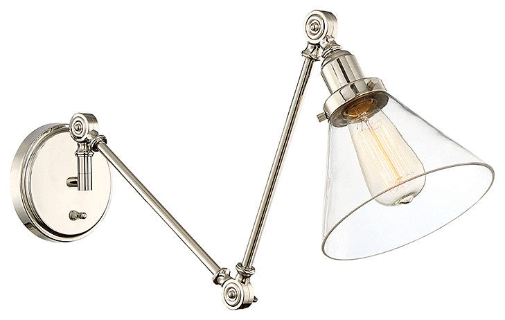 Drake 1-Light Adjustable Sconce, Polished Nickel
