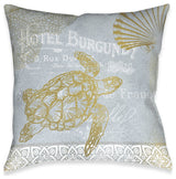 Azure Coastal Turtle Outdoor Pillow, 18"x18"