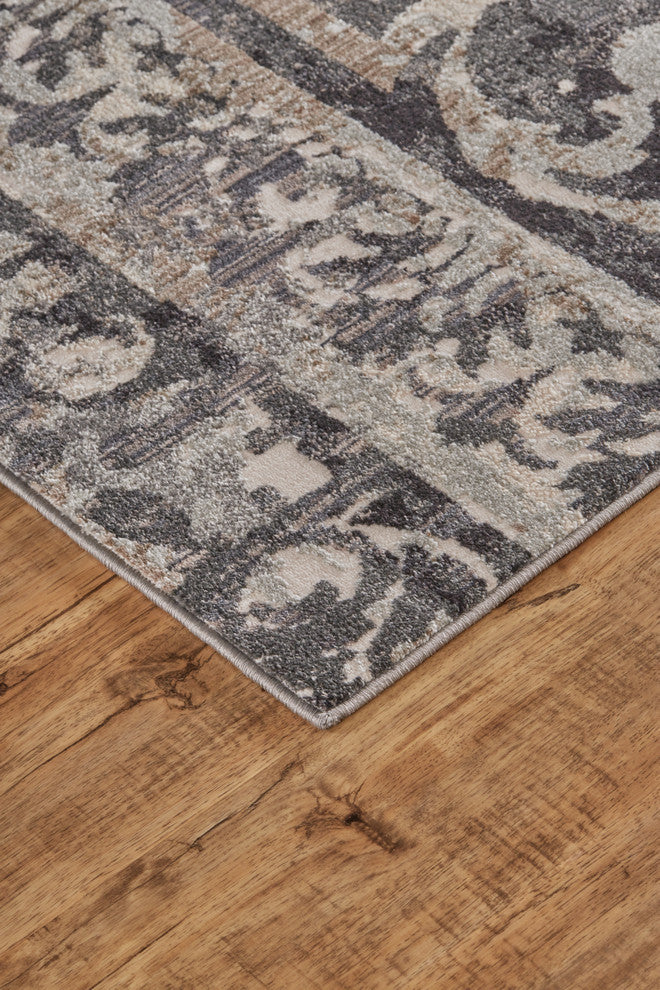 Weave & Wander Kiba Charcoal/Ivory Rug, 6'7"x9'6"