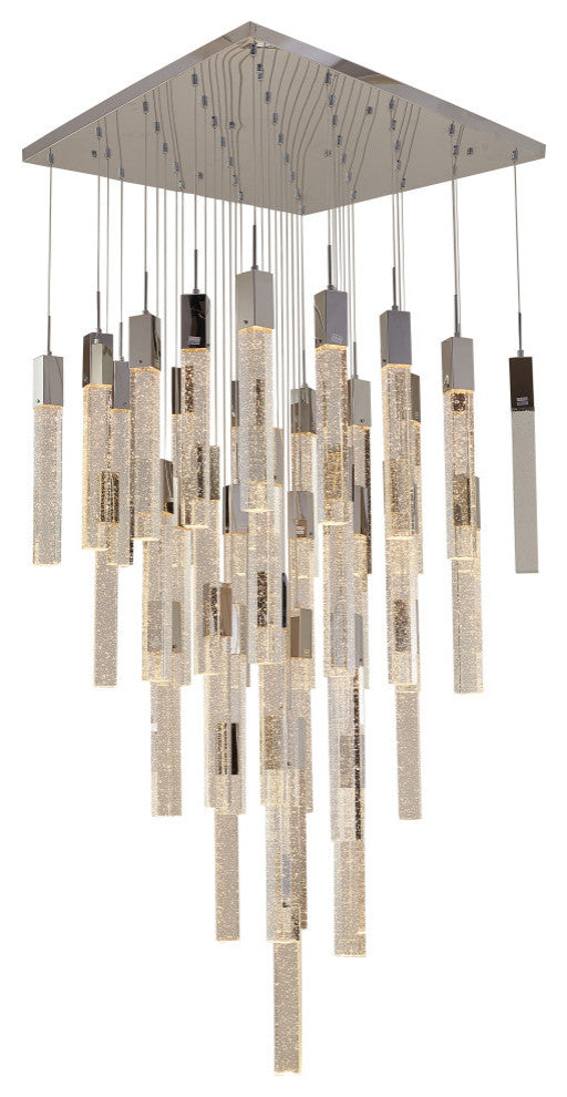 Crystal Cascade Multi-Light Pendant, Chrome