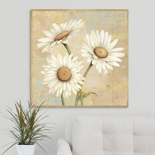 "Beautiful Daisies I " Wrapped Canvas Art Print, 30"x30"x1.5"