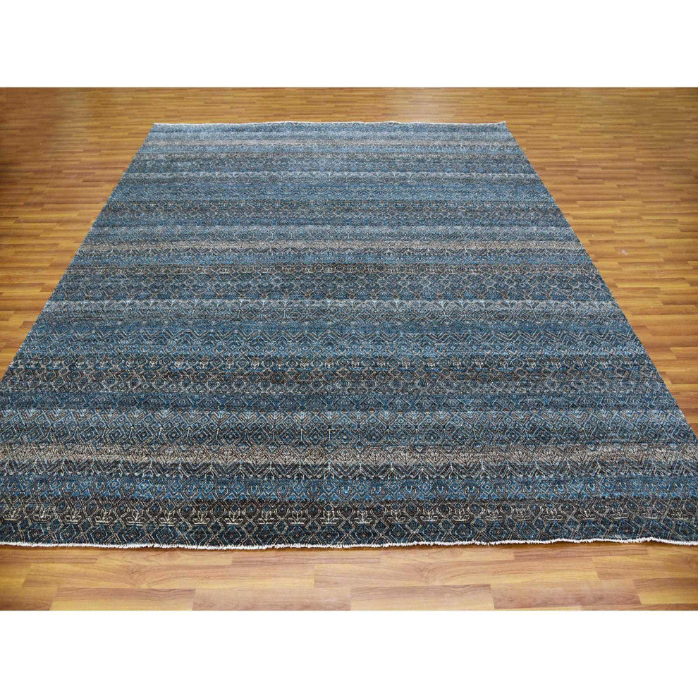 Yale Blue Hand Knotted Kohinoor Herat Design 100% Wool Square Rug 10'x10'1"