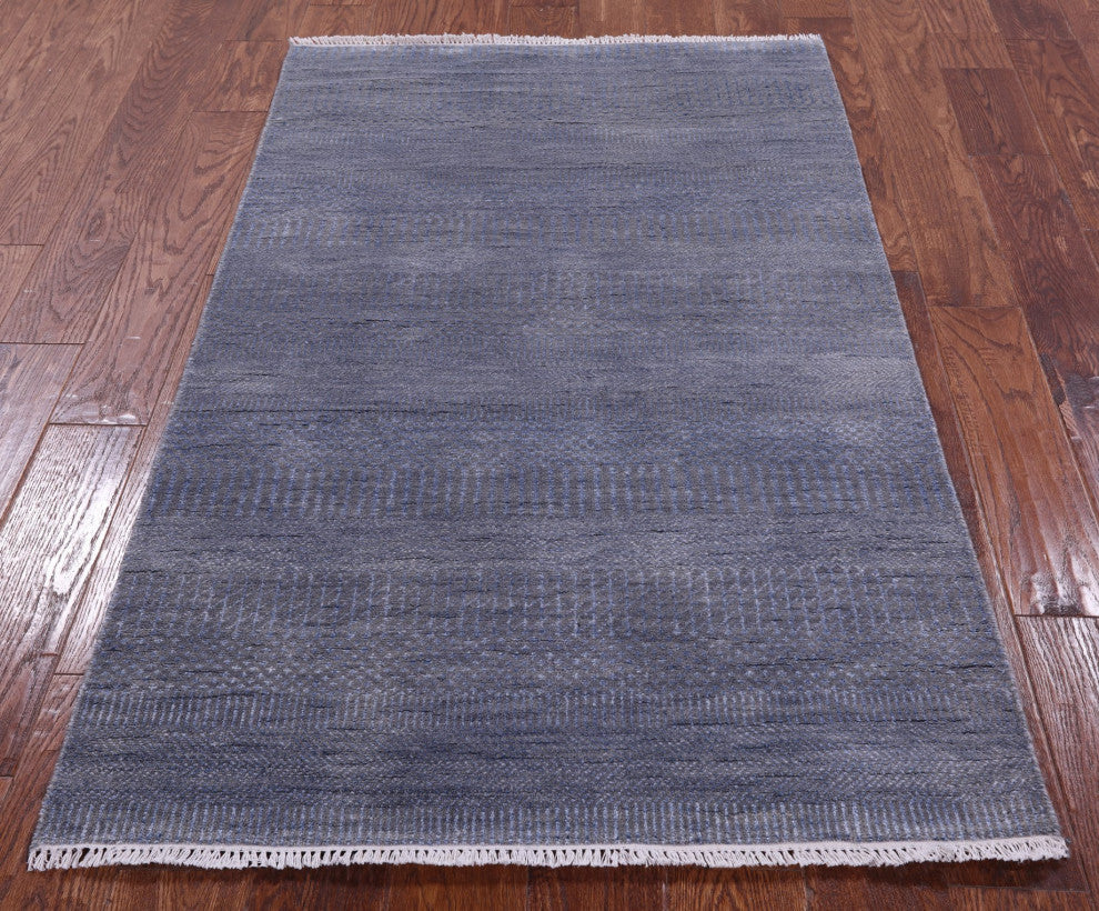 3' 2" X 5' 1" Wool and Silk Savannah Grass Handmade Rug Q11533