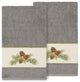 Linum Home Turkish Cotton Pierre 2-Piece Embellished Bath Towel Set, Dark Gray