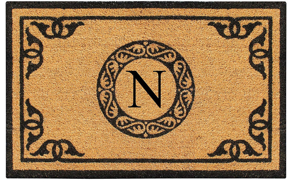 A1HC Hand-Crafted by Artisans Geneva Monogrammed Entry Doormat, 30"x48", N
