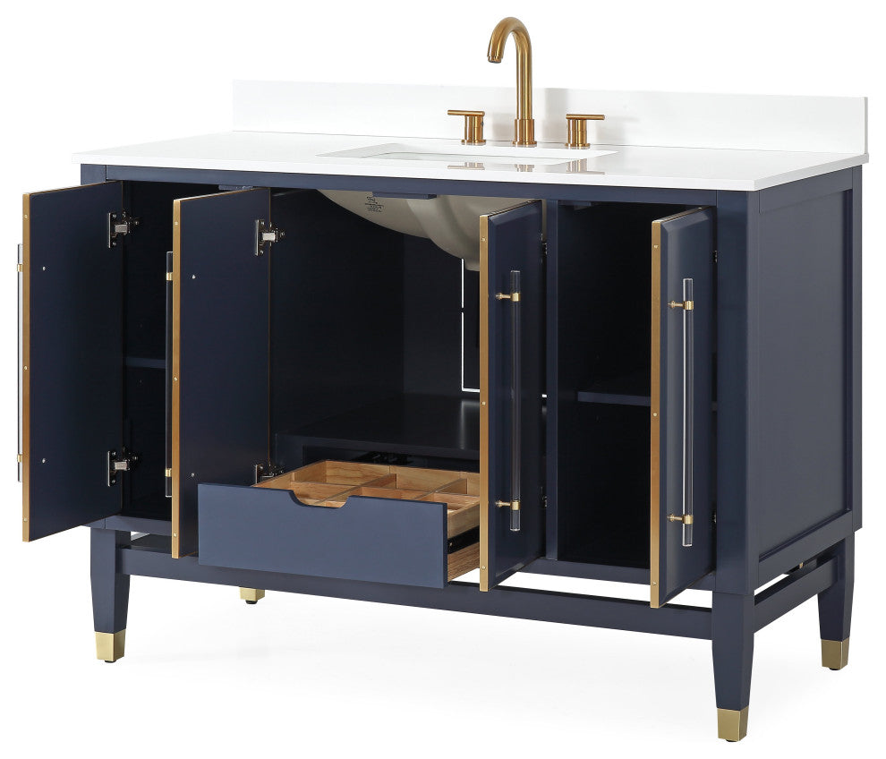 Tennant Brand Navy Blue Bertone Sink Bathroom Vanity, 48"