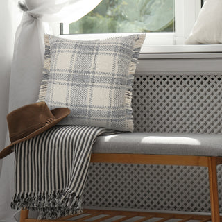 Charles Casual Plaid Cabin Throw Pillow With Fringe