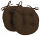 16" Solid Twill Round Tufted Chair Cushions, Set of 2, Chocolate