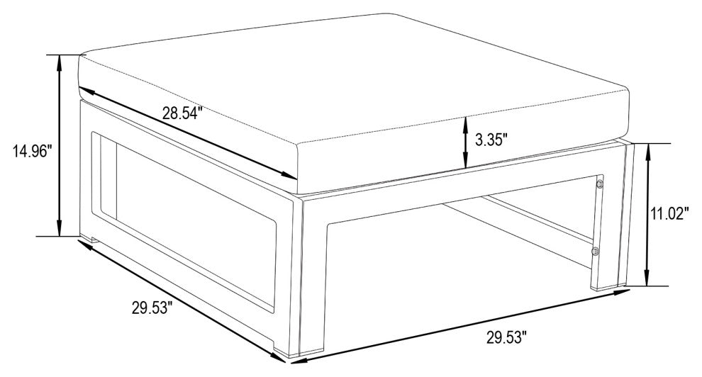 LeisureMod Chelsea Outdoor Black Ottomans With Cushions Set Of 2, Red