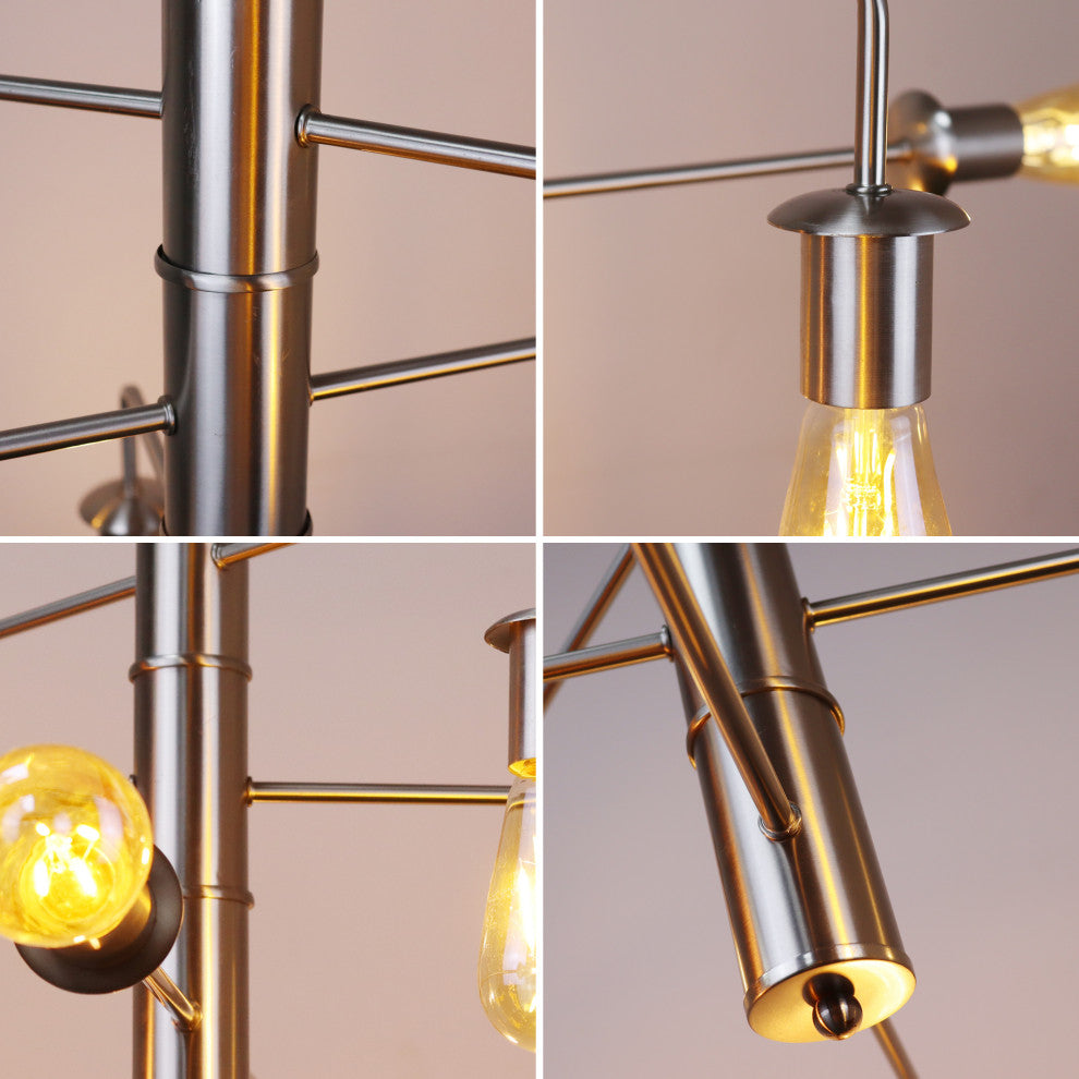 Transitional-Style Brushed Nickel 6 Light Large Pendant 23" Wide