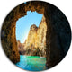 Sea Through Rocky Cave Portugal, Seashore Large Disc Metal Artwork, 36"