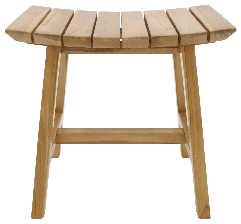 Nordic Style Teak Natural Shower and Bath Stool with Slatted Design