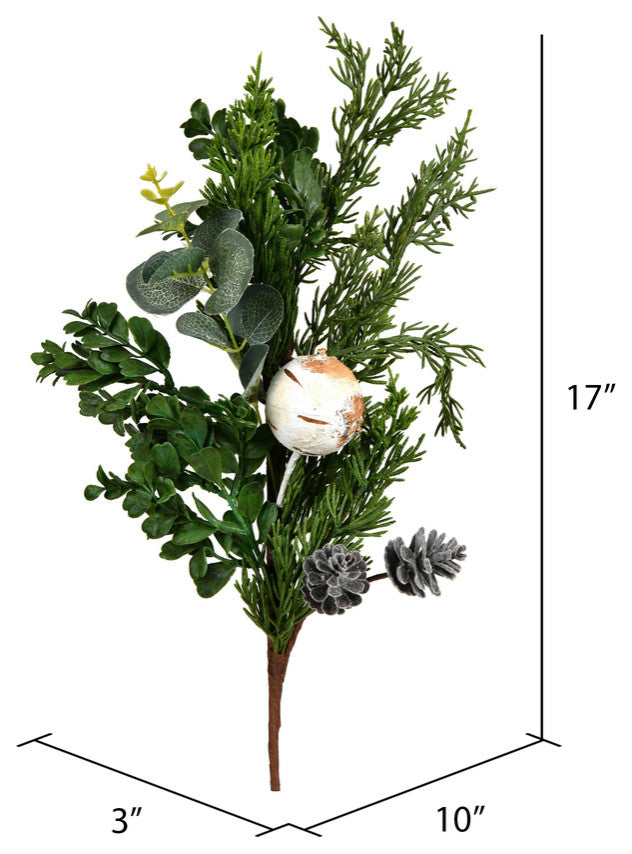 Vickerman Rl191917 17" Green Cypress Blend Artificial Christmas Pick, Pack of 3