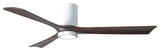 Irene 3 Hugger Ceiling Fan w/Light, Gloss White With Walnut Tone Blades, 60"