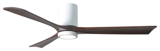 Irene 3 Hugger Ceiling Fan w/Light, Gloss White With Walnut Tone Blades, 60"