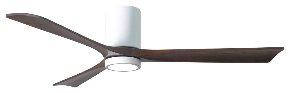 Irene 3 Hugger Ceiling Fan w/Light, Gloss White With Walnut Tone Blades, 60"