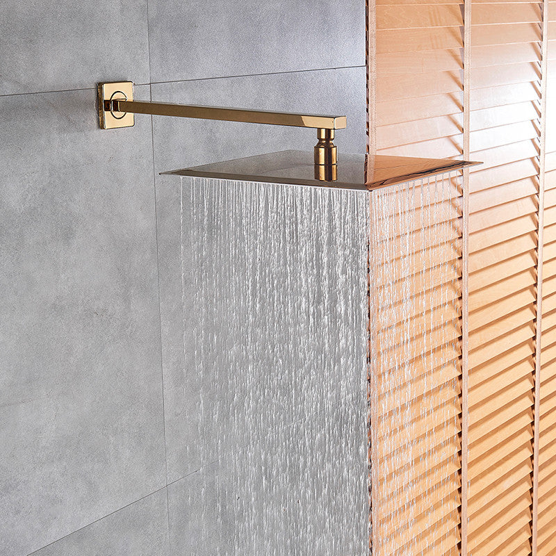 BathSelect Designer Gold Finish Brass 12" Shower Head