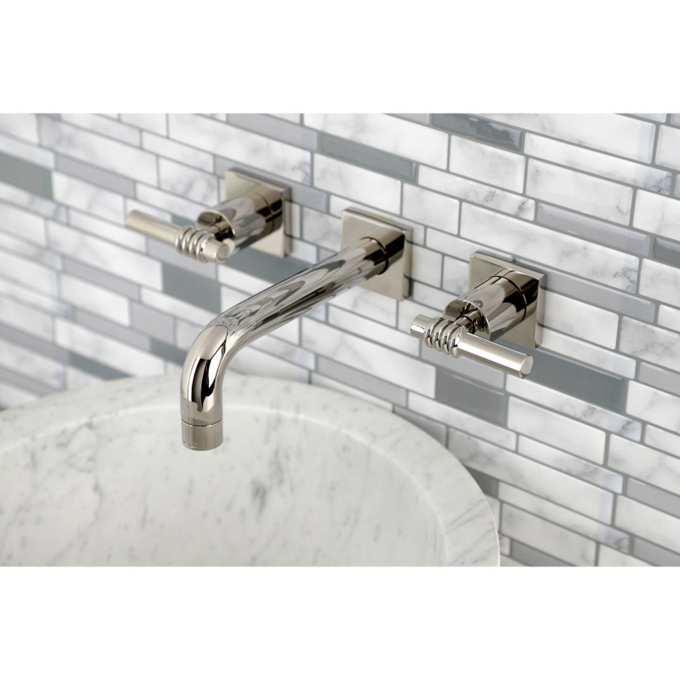 Kingston Brass KS6126ML Two-Handle Wall Mount Bathroom Faucet, Polished Nickel