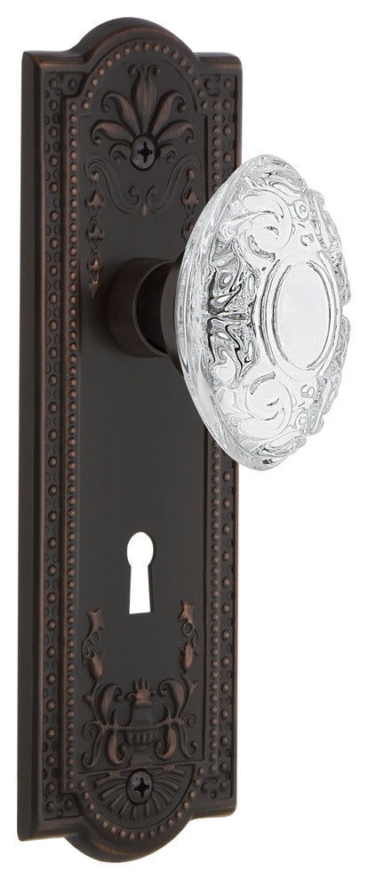 Meadows Plate Double Dummy, Keyhole Crystal Victorian Knob, Timeless Bronze