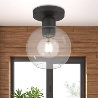 Downtown 1 Light Black Sphere Semi-Flush
