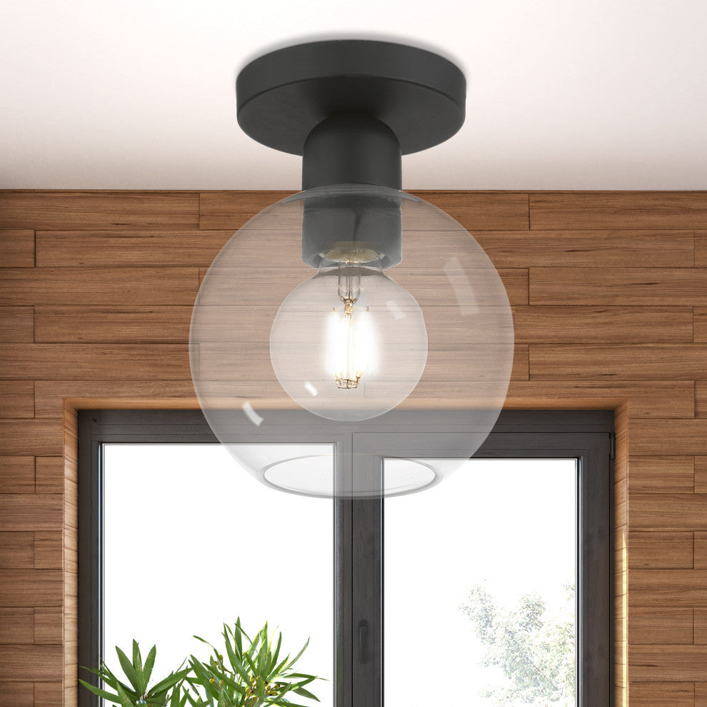 Downtown 1 Light Black Sphere Semi-Flush