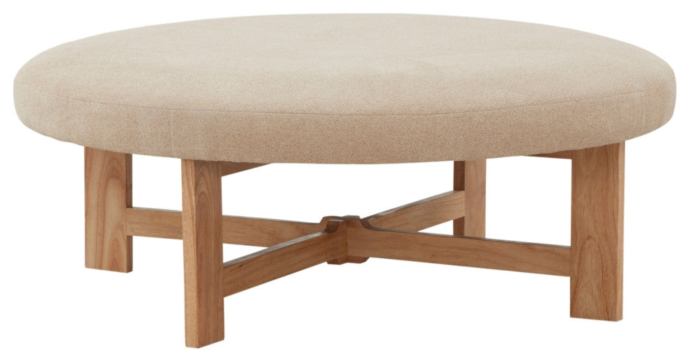 Safavieh Couture Vinny Faux Shearling Ottoman, Tan/Natural