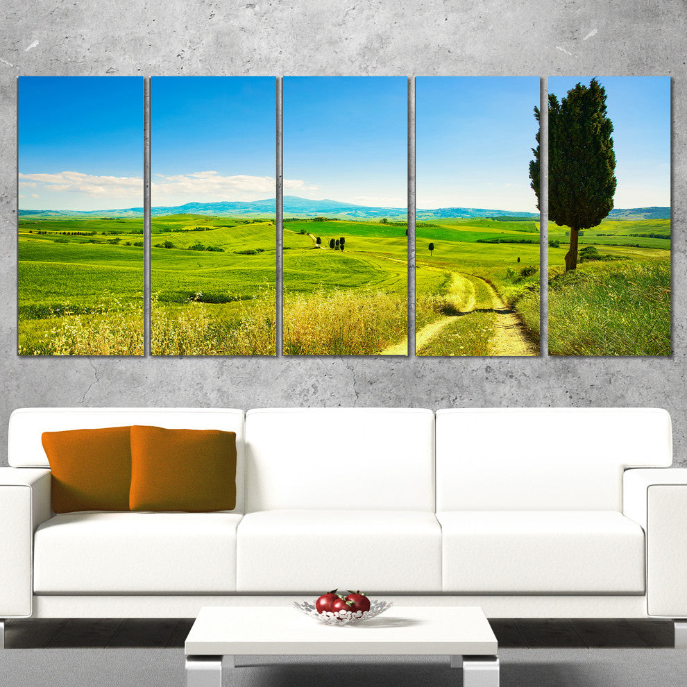 "Rural Landscape Countryside Farm" Landscape Wall Art Print, 5 Panels, 60"x28"