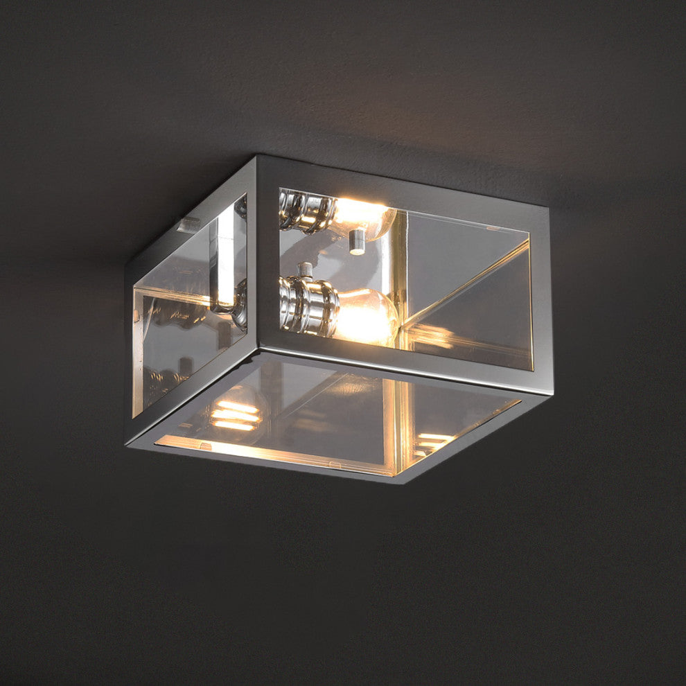 Grayson 12" Metal and Glass LED Flush Mount, Chrome