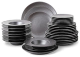 Stone Lain Valencia Porcelain 32 Piece Dinnerware Set, Metallic Grey