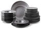 Stone Lain Valencia Porcelain 32 Piece Dinnerware Set, Metallic Grey
