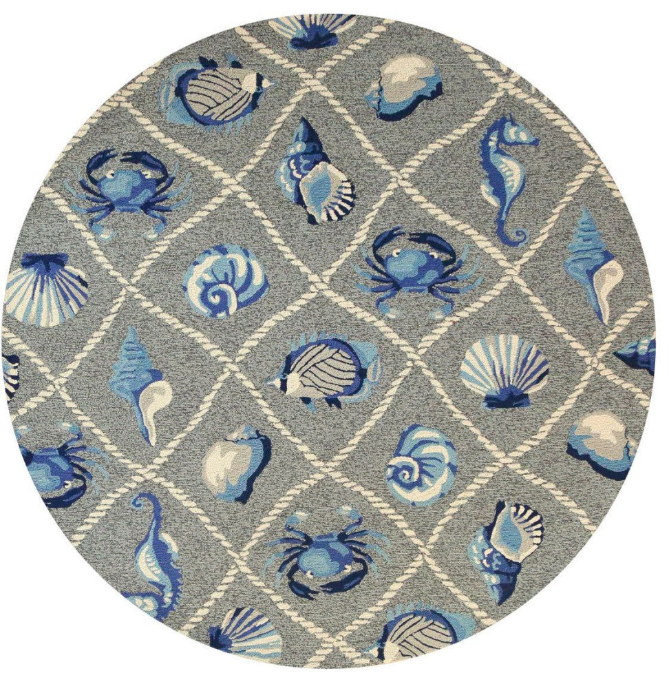 KAS Harbor 4219 Gray Seaside Area Rug, 8'x8' Round