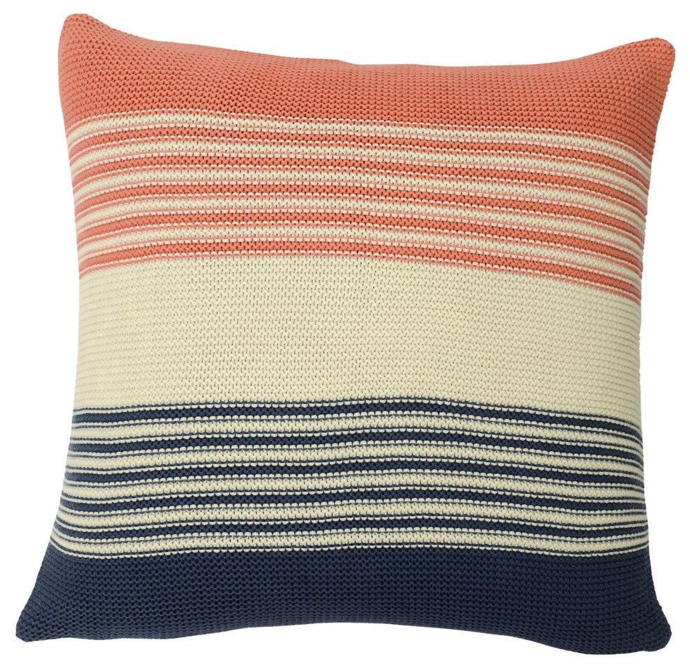 Shannon Pillow, Midnight Blue and Natural and French Pink
