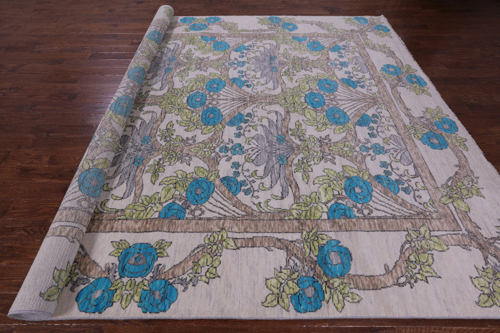 10' 1" X 13' 10" Hand Knotted William Morris Wool Rug - Q15723