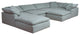 7-Piece Slip-Covered U-Shaped Pit Sectional Sofa, Ocean Blue