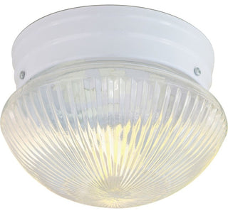 Nuvo 2-Light 10" Flush Mount, Medium Clear Ribbed Mushroom, White, SF76-253