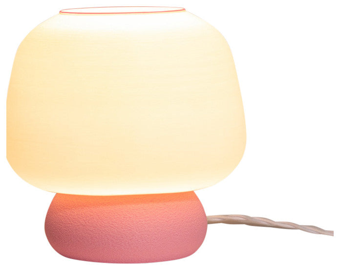 Mushroom 10" Plant-Based PLA Dimmable LED Table Lamp, White/Light Pink