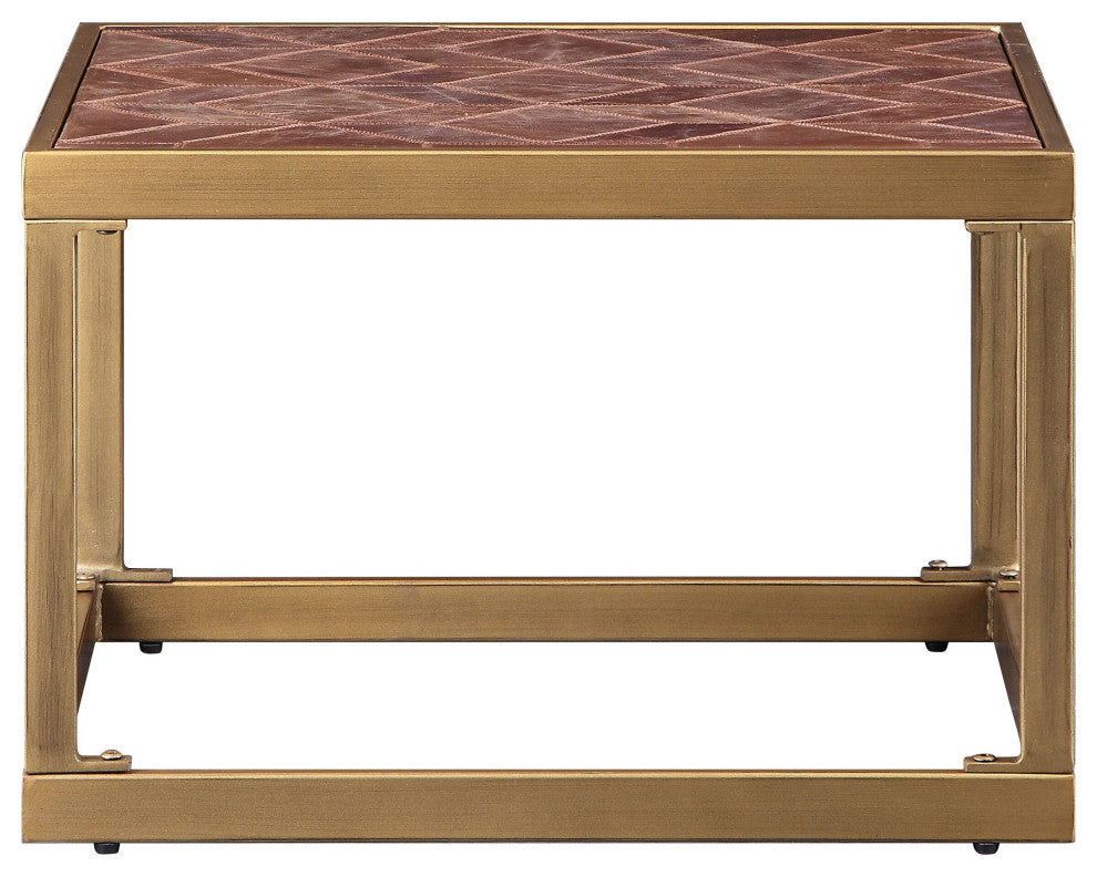 Genevieve End Table, Retro Brown Top Grain Leather